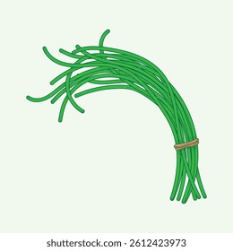 Long Beans Vegetables Flat Design Cartoon Illustration