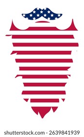 Long beard and mustache forming the american flag ideal for celebrating United States holidays like Independence, President's, Memorial, Labor, Columbus Day and Veteran's Day.