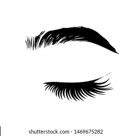 long beautiful eyelashes and eyebrows make up
