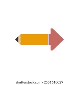Long big pencil in the shape of an arrow pointer. 