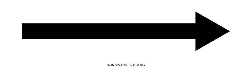 Long black arrow icon. Right direction arrow icon. Straight black long arrow icon isolated on white background.