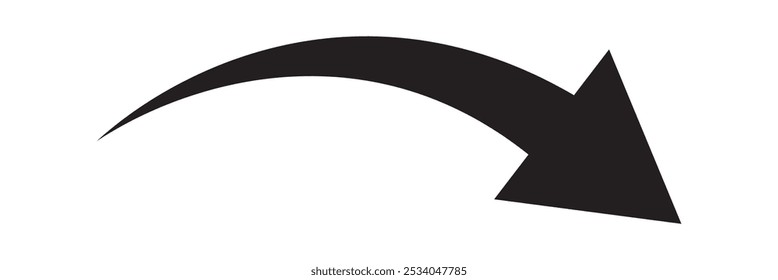 Long black arrow icon vector . Long curve arrow icon. arrow icon .curve arrow .