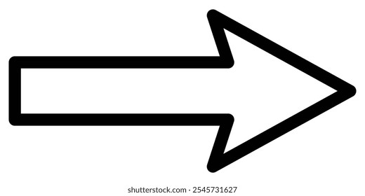 Long black arrow outline. Long arrow.