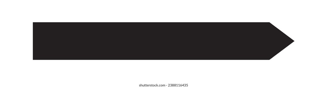 Long black arrow pointing to the right. Vector design element isolated on white background.