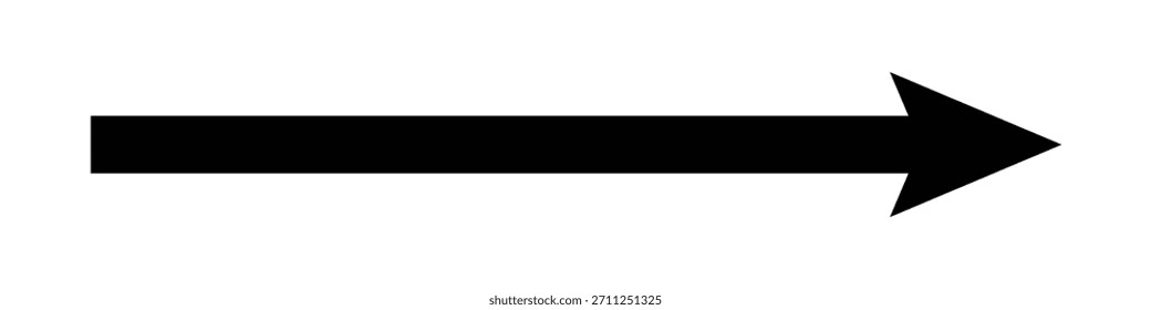 Seta preta longa. Seta preta para a direita. Ícone de seta longa vetorial isolado no fundo branco.
