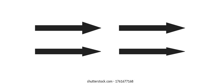 Flecha negra larga, simple conjunto de iconos aislados en estilo plano vectorial.