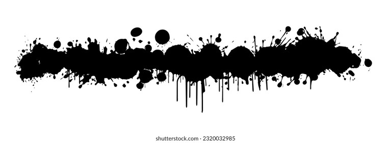 Long black blob, brush stroke. Vector illustration
