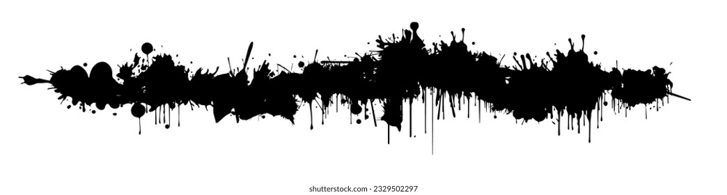 Long black blob, brush stroke. Vector illustration