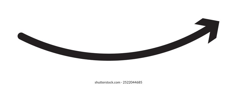 Long black curve arrow icon vector . arrow vector .