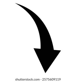 Long black curve arrow icon vector. Black curve arrow icon. Long arrow icon. Curve arrow vector illustration. EPS 10.