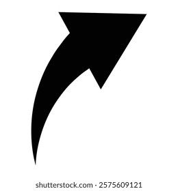 Long black curve arrow icon vector. Black curve arrow icon. Long arrow icon. Curve arrow vector illustration. EPS 10.
