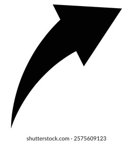 Long black curve arrow icon vector. Black curve arrow icon. Long arrow icon. Curve arrow vector illustration. EPS 10.