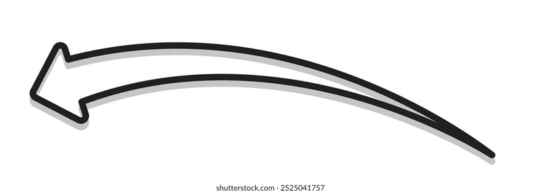 long black curve arrow vector, long arrow illustration, curve long arrow vector isolated on a white background