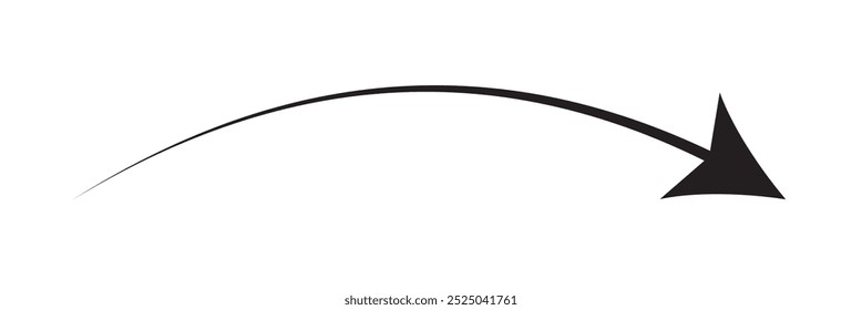 long black curve arrow vector, long arrow illustration, curve long arrow vector isolated on a white background