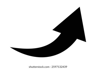 Long black Curved arrow icon vector. black long arrow vector. flat style Arrow symbol. black of an arrow on a white background. vector design eps 888.