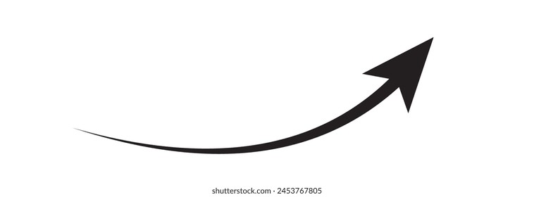 Long black curved arrows. A set of two arrows pointing up left and up right. Trendy black arrows in a flat style. Vector illustration. eps 10