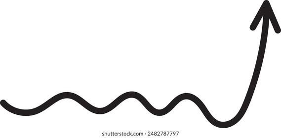 Flechas curvas negras largas. Conjunto de dos flechas que apuntan hacia arriba y hacia la izquierda y hacia la derecha. Flechas negras de moda en un estilo plano. Ilustración vectorial.