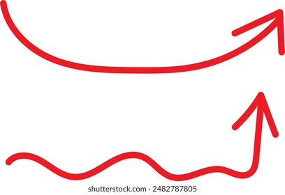 Lange schwarze gebogene Pfeile. Eine Gruppe von zwei Pfeilen, die nach links und nach rechts zeigen. Trendige schwarze Pfeile in einem flachen Stil. Vektorillustration.