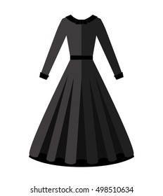 Long Black Dress. Mourning clothes. 