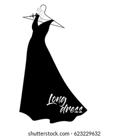 Long black dress on a hanger