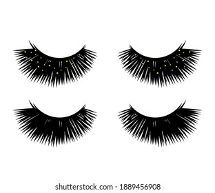 Long black eyelashes on a white background. Symbol. Vector illustration.