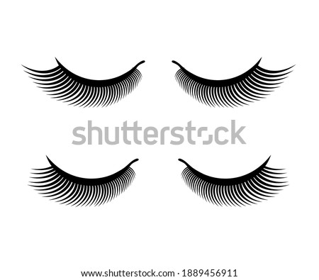 Long black eyelashes on a white background. Symbol. Vector illustration.