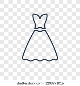 Long black gown concept vector linear icon isolated on transparent background, Long black gown concept transparency concept in outline style