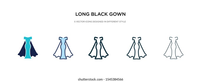 long black gown icon in different style vector illustration. two colored and black long black gown vector icons designed in filled, outline, line and stroke style can be used for web, mobile, ui