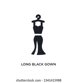 long black gown isolated icon. simple element illustration from woman clothing concept icons. long black gown editable logo sign symbol design on white background. can be use for web and mobile
