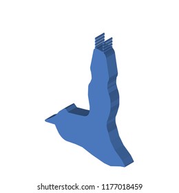 Long black gown isometric left top view 3D icon