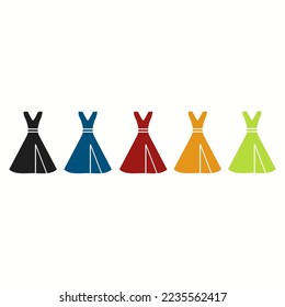 long black gown vector icon in different modern styles Vector illustration