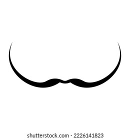 Long black mustache on white background