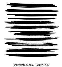 Long black strokes isolated on white background