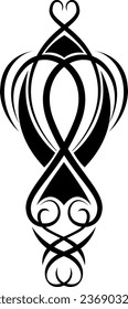 Long black tattoo, tattoo illustration, vector on a white background.