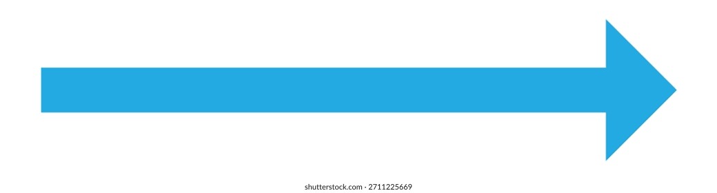 Long blue arrow icon. Blue arrow pointing on right side. vector long blue arrow isolated on white background.