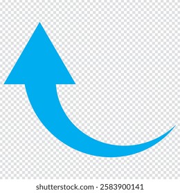 long blue curve arrow icon vector . blue curve arrow icon illustration. long arrow icon vector. Blue long curved arrow on white background. 