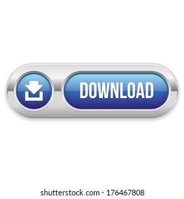 Long blue download button with metallic border