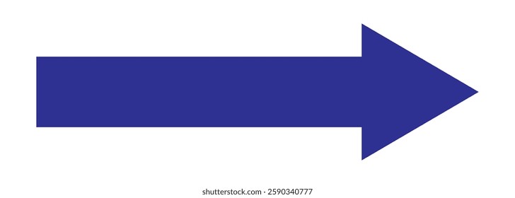 Long blue flat design arrow pointing right icon vector illustration. Straight blue arrow . Blue long arrow to the right . Long arrow. 