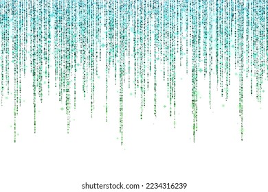 Larga garganta verde azul llueve sobre fondo blanco. Vector