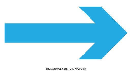 Icono de flecha de Vector puntero aislado azul largo sobre fondo blanco. Icono de flecha de Vector apuntando a la derecha largo simple. Icono de flecha azul aislado en la página blanca. EPS 10. 