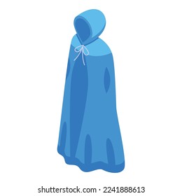 Long blue mantle icon isometric vector. Super hero. Cloak cape