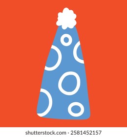 Long blue party hat doodle, illustration, simple, minimalist, hand-drawn, playful, clean, cute, aesthetic and friendly