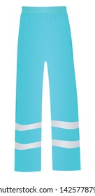 Long blue reflective pants. vector illustration