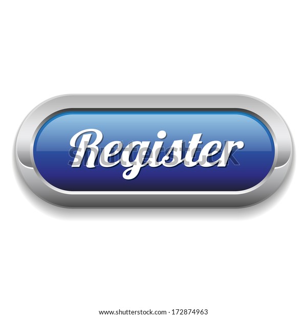 Long Blue Register Button Metallic Border Stock Vector (Royalty Free ...