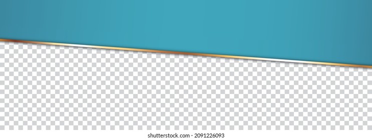 long blue ribbon banner with gold frame with transparent place	
