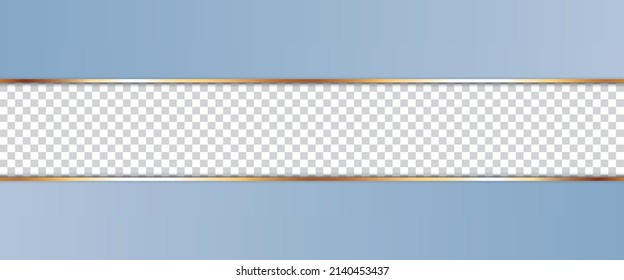 long blue ribbon banner with gold frame with transparent place - vector design element