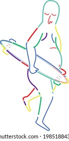 long board bald man vector art illustration