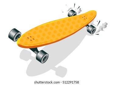 Long Board Cool Comic Cartoon Vector Illustration On A White Background.