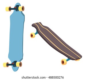 Long board set. Longboard isolated.