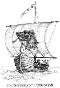 Long boat drakkar sketch